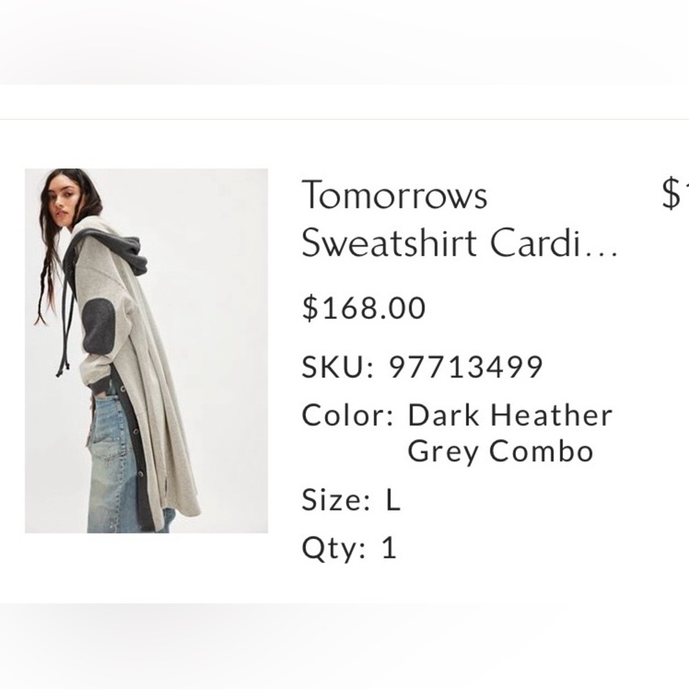 Free People Heather Grey Hooded Cardigan
